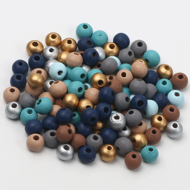 100-200pcs 6/8/10mm Winter Color Natural Wooden Beads Lead-free Wood Pearls Loose Beads For Jewelry Making Diy Necklace Bracelet