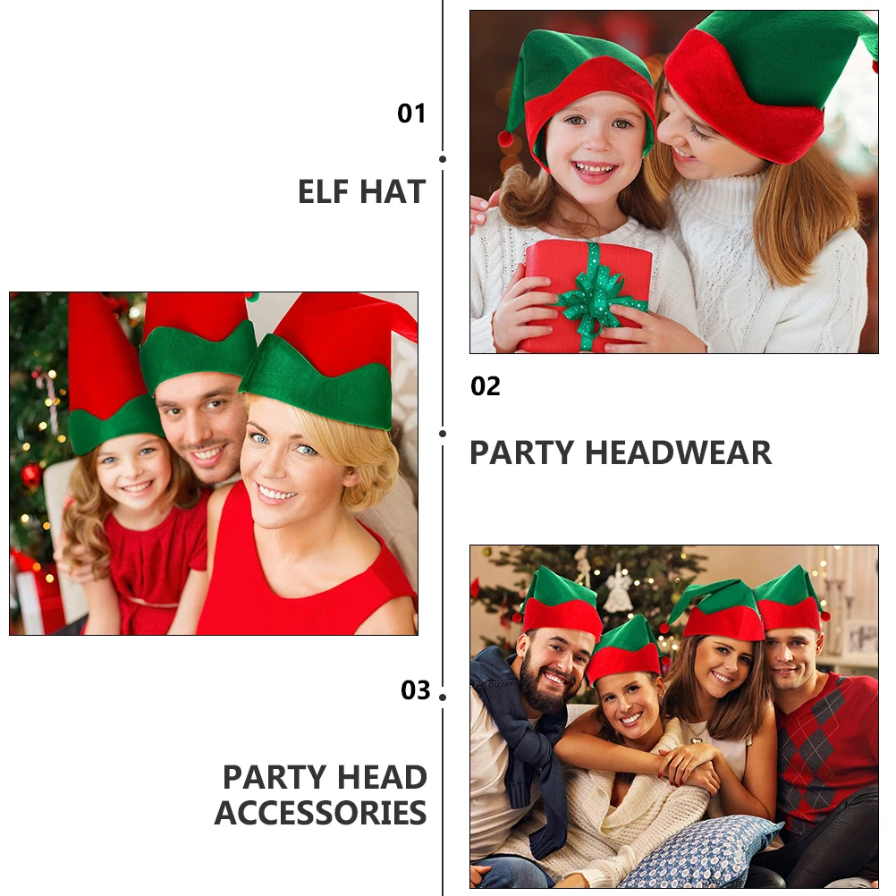 

4Pcs Christmas Elf Hats Xmas Holiday Party Costume Festival Props Fun Party Headdress Christmas Costume Accessories