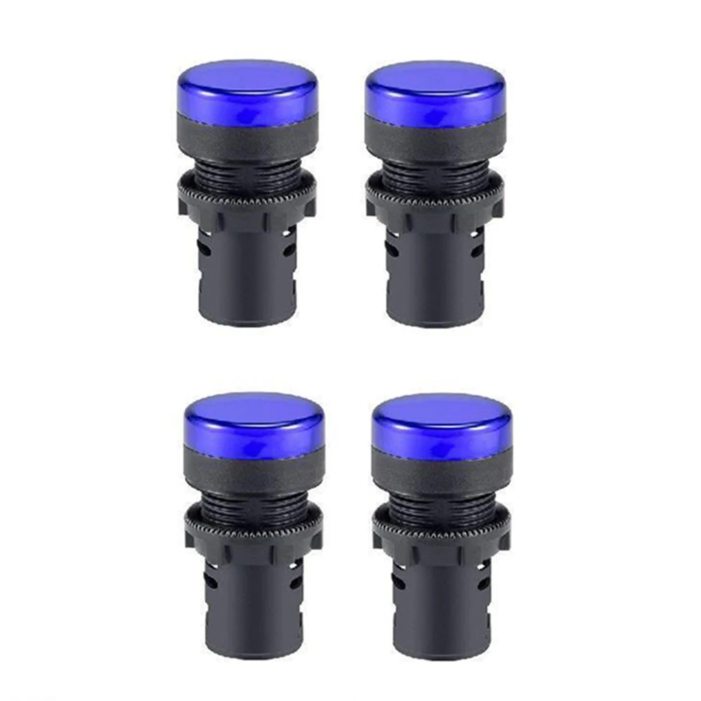 Mühelos und einfach zu installieren, 4 Stück, 22 mm, LED-Anzeigefeld, Lochmontage, Lichtsignal, 220 V AC (rot, grün, blau, gelb)