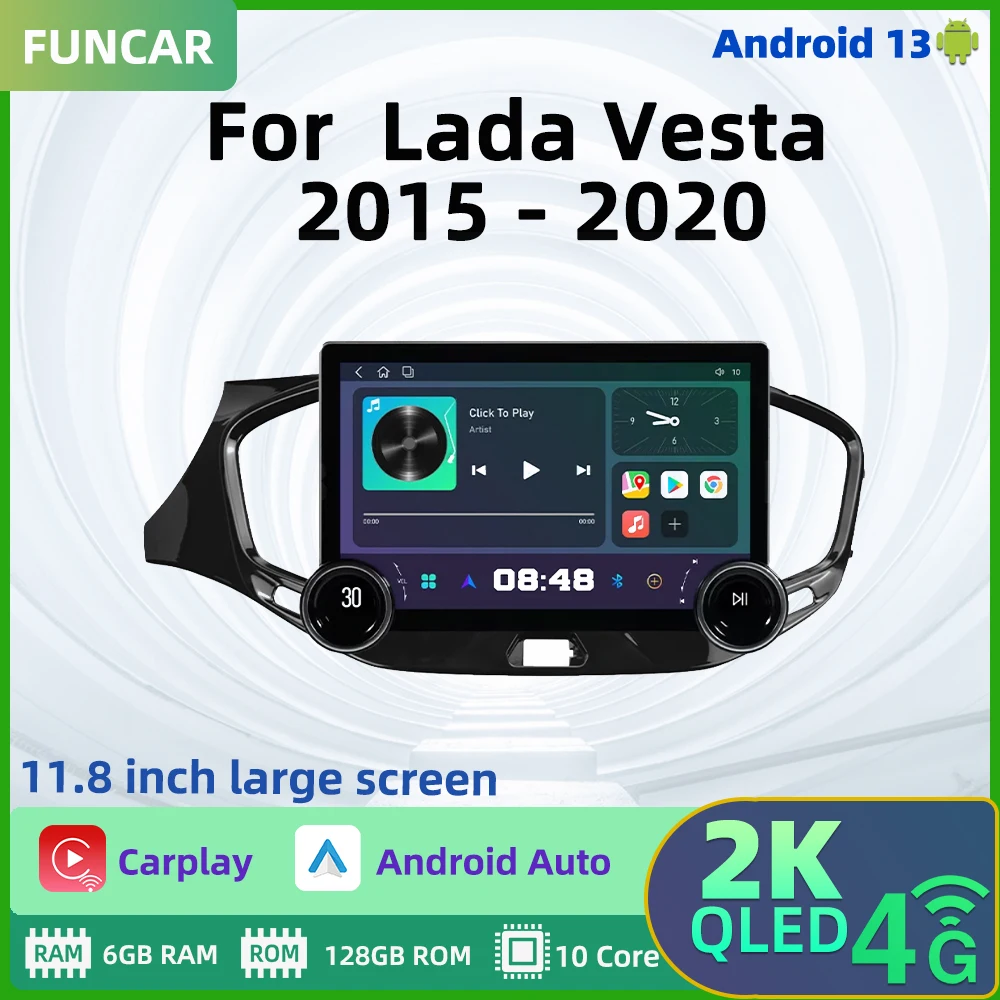 2 Din Android Car Radio for Lada Vesta 2015 - 2020 11.8 Inch Screen Navigation Multimedia Audio Unit Autoradio StereoCarplay