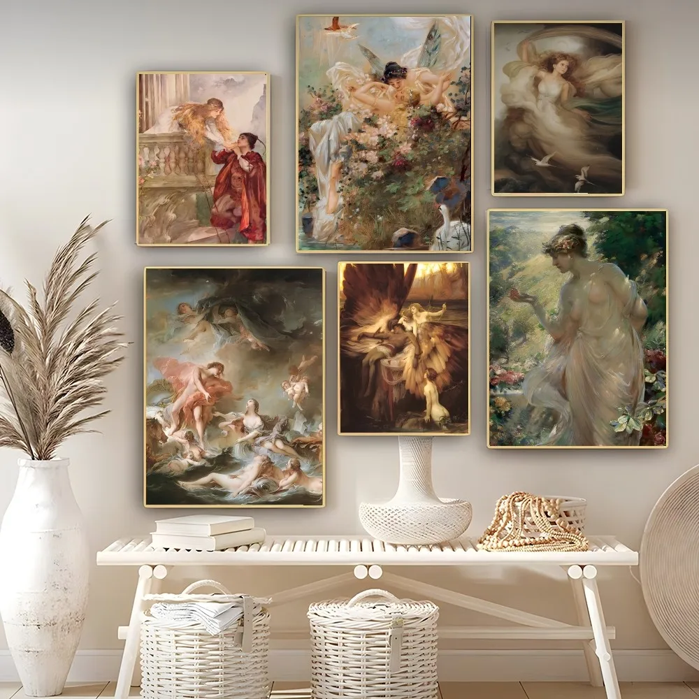 

Renaissance Art Painting Pattern Classic Movie Poster Self-adhesive Art Poster Retr Paper Sticker DIY Room Vintage Decorative