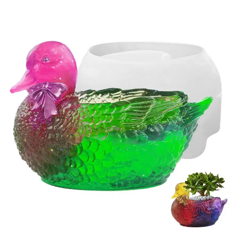 Duck shape jar Silicone mold Non-Stick Duck Crystal glue gypsum cement duck storage box Reusable Storage Pot Resin Easy Release