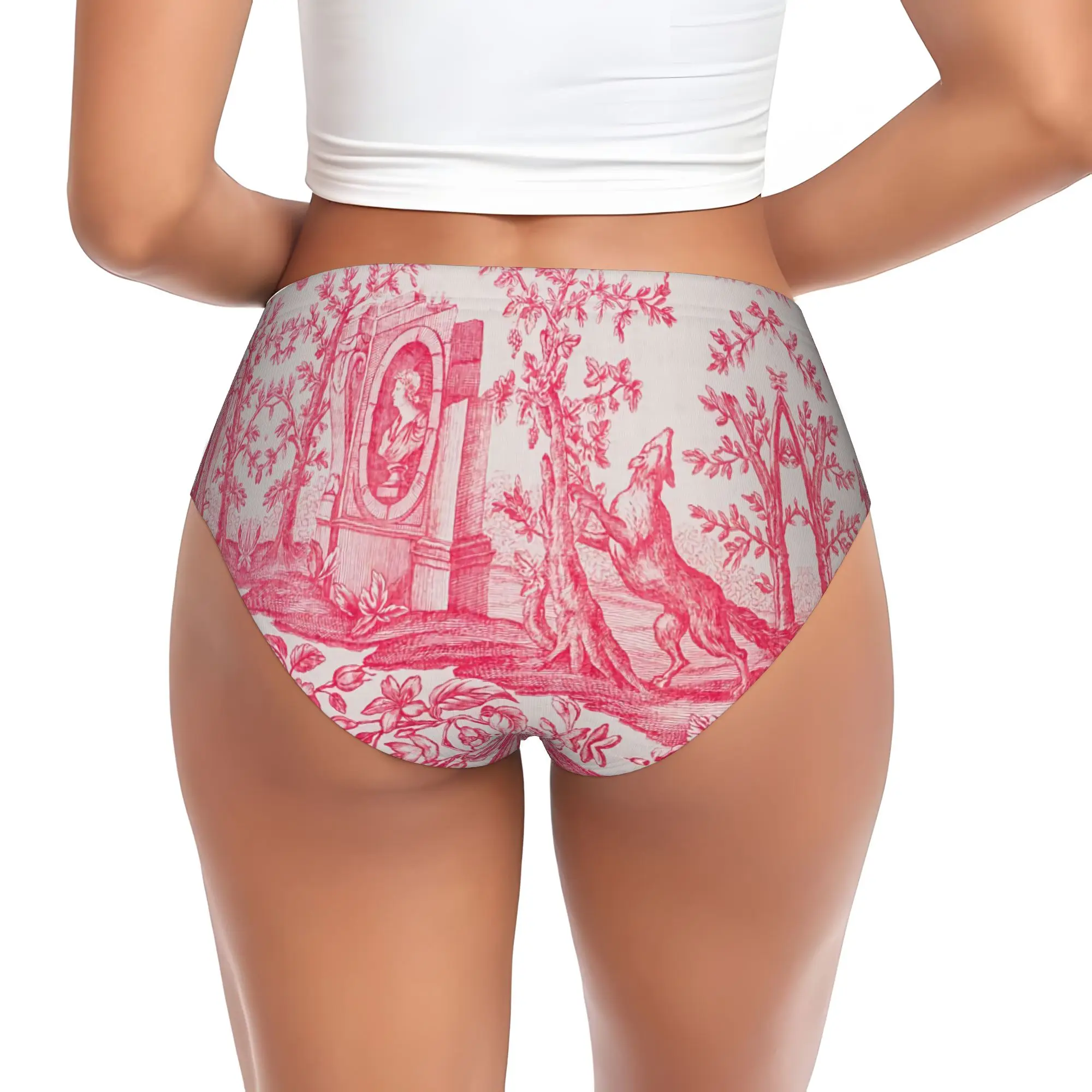Women's Vintage French Toile De Jouy Motif Pattern Panties Comfort  Briefs Underwear
