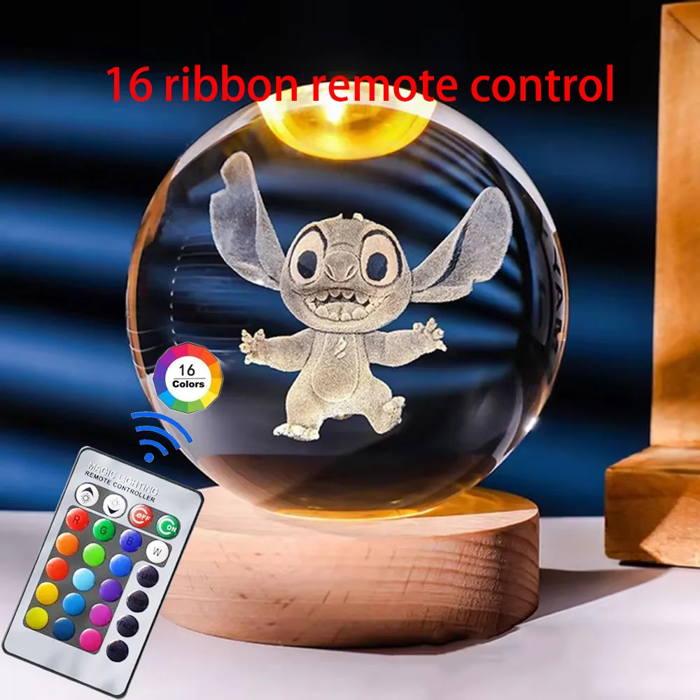 Hot 6cm 3D Crystal Ball Stitch 16 colors can be remotely controlled Crystal Planet Night Light Laser Carving Children\'s Gifts