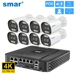 Smar 8MP POE Camera 8CH NVR Kit 4K HD AI Face Detection Outdoor Waterproof H.265 Onvif P2P Security Surveillance APP Xmeye CCTV