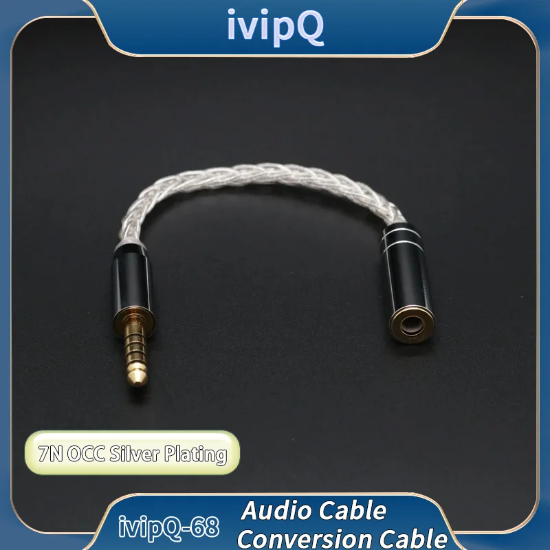 ivipQ 8-core Sterling Silver Adapter Cable  4.4mm to 2.5mm/ 3.5mm Balanced Female for ZSX C12 ZSN V90 BA5ZS10 Pro