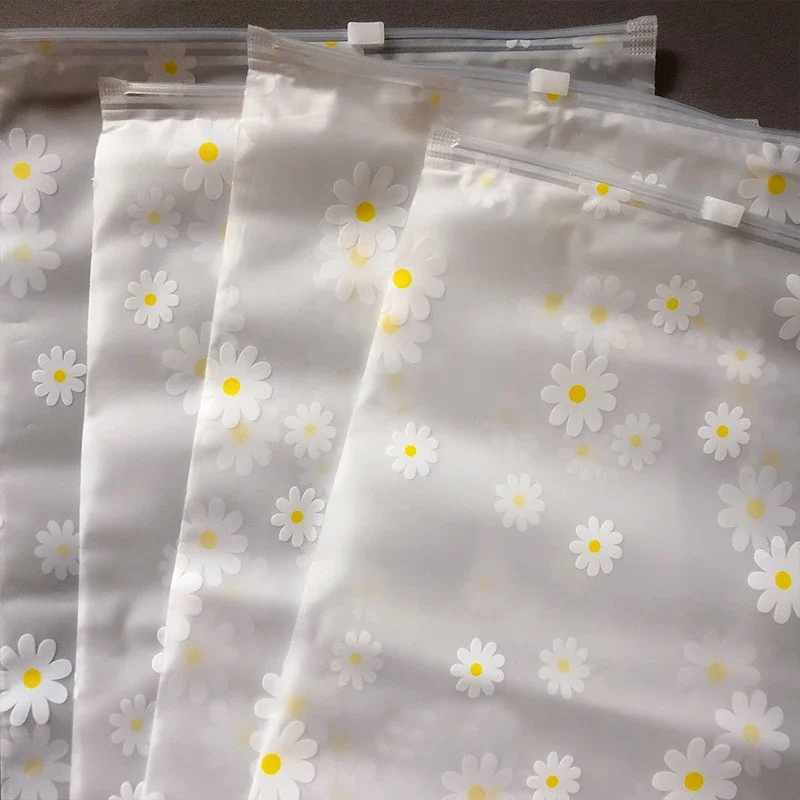 Daisy Flower Transparent Flamingo Travel Storage Bag Zipper Lock Waterproof Clothing Closet Underwear Sorting Bag