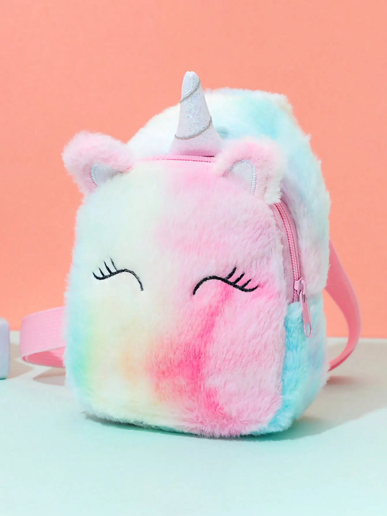 1 Pc Girls Cute Cartoon Plush Unicorn Children\'S Chest Bag Shoulder Crossbody Bag, Colorful Plush Storage Bag For Daily