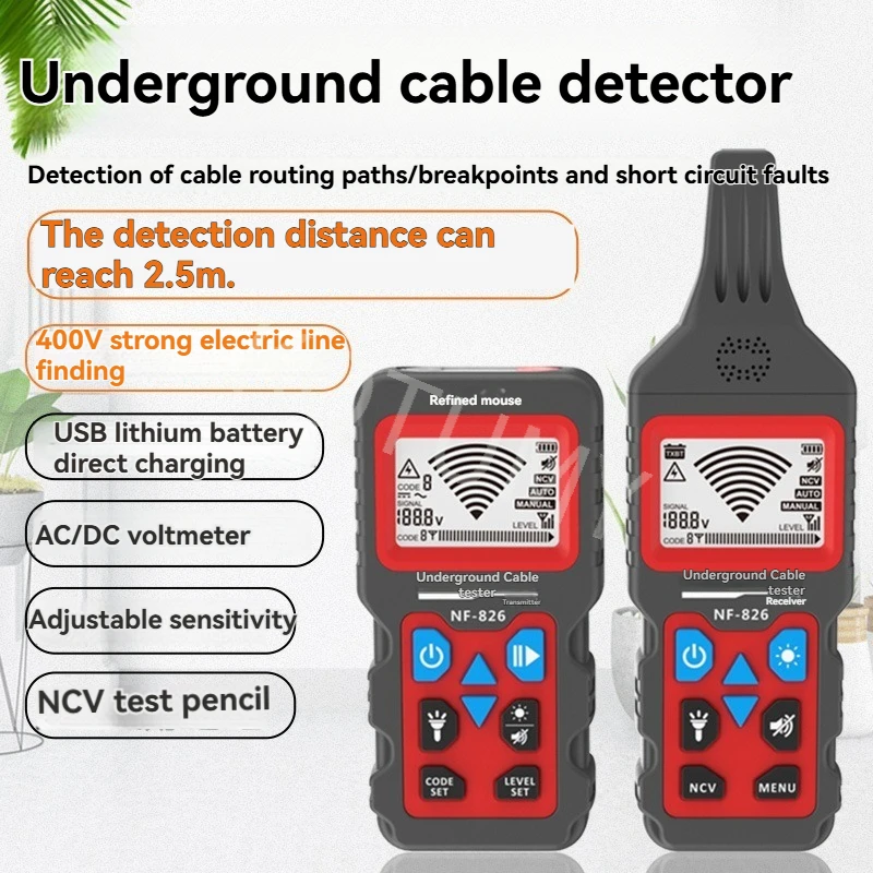 NF-826 Wire Breakpoint Short Circuit Detector 220V Strong Current Dark Line Finder Underground Cable Fault