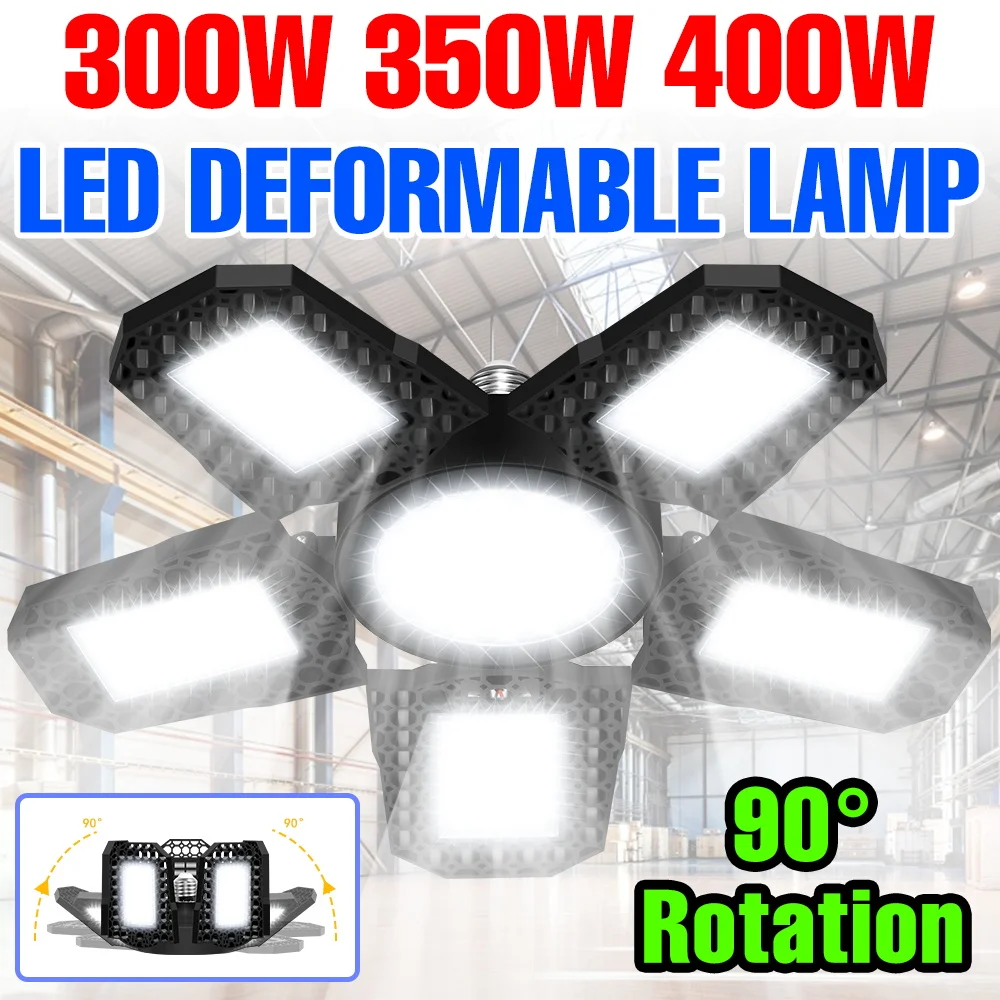 

Светодиодный светильник для гаража 400 Вт, E27, для внутреннего освещения, потолочный светильник для мастерской, AC100-277V, складной, деформируемый, для больших помещений, коммерческое освещение