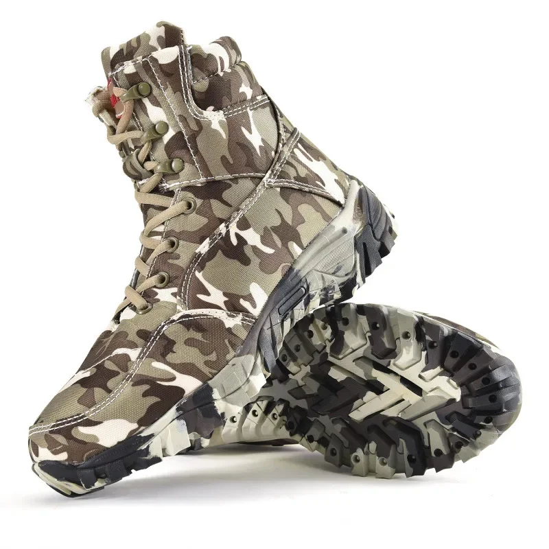 

Men Boots Winter Lace Up Waterproof Outdoor Shoes Breathable Canvas Camouflage Tactical Combat Desert Ankle Boots