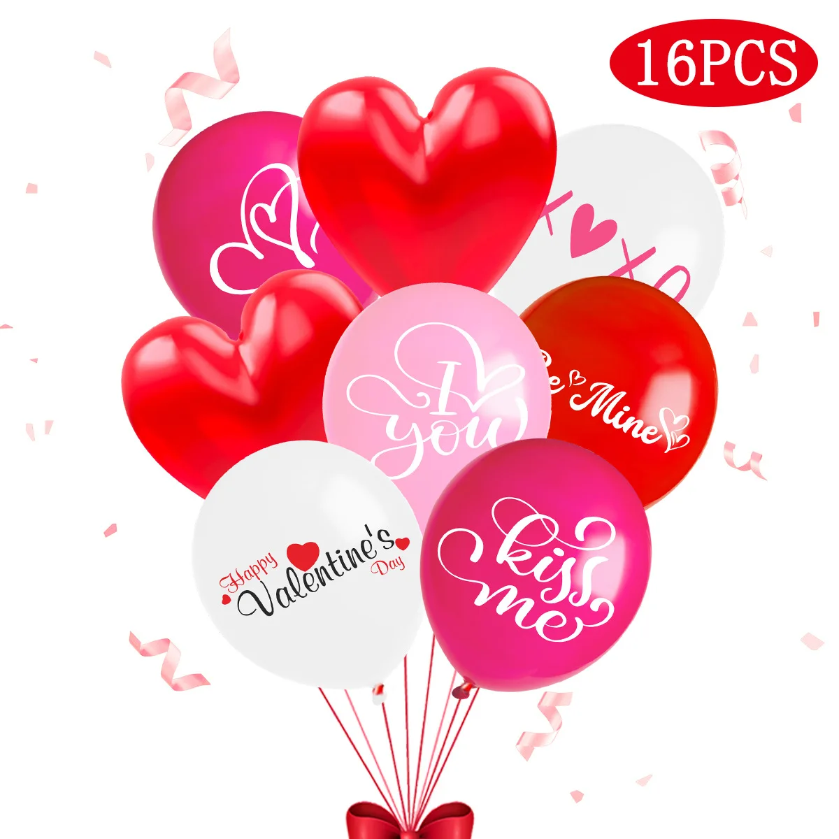 16 قطعة عيد الحب الديكور بالونات اللاتكس مجموعة الحب XOXO Prining الهيليوم Globos الزفاف اقتراح الذكرى لوازم 2026 #5
