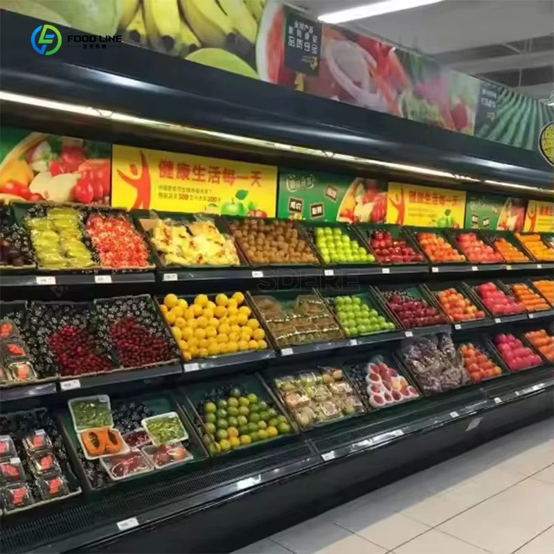 Supermarket Plug-in Open Type Vegetables and Fruits Multideck Display Cabinet Refrigerator FL Customized
