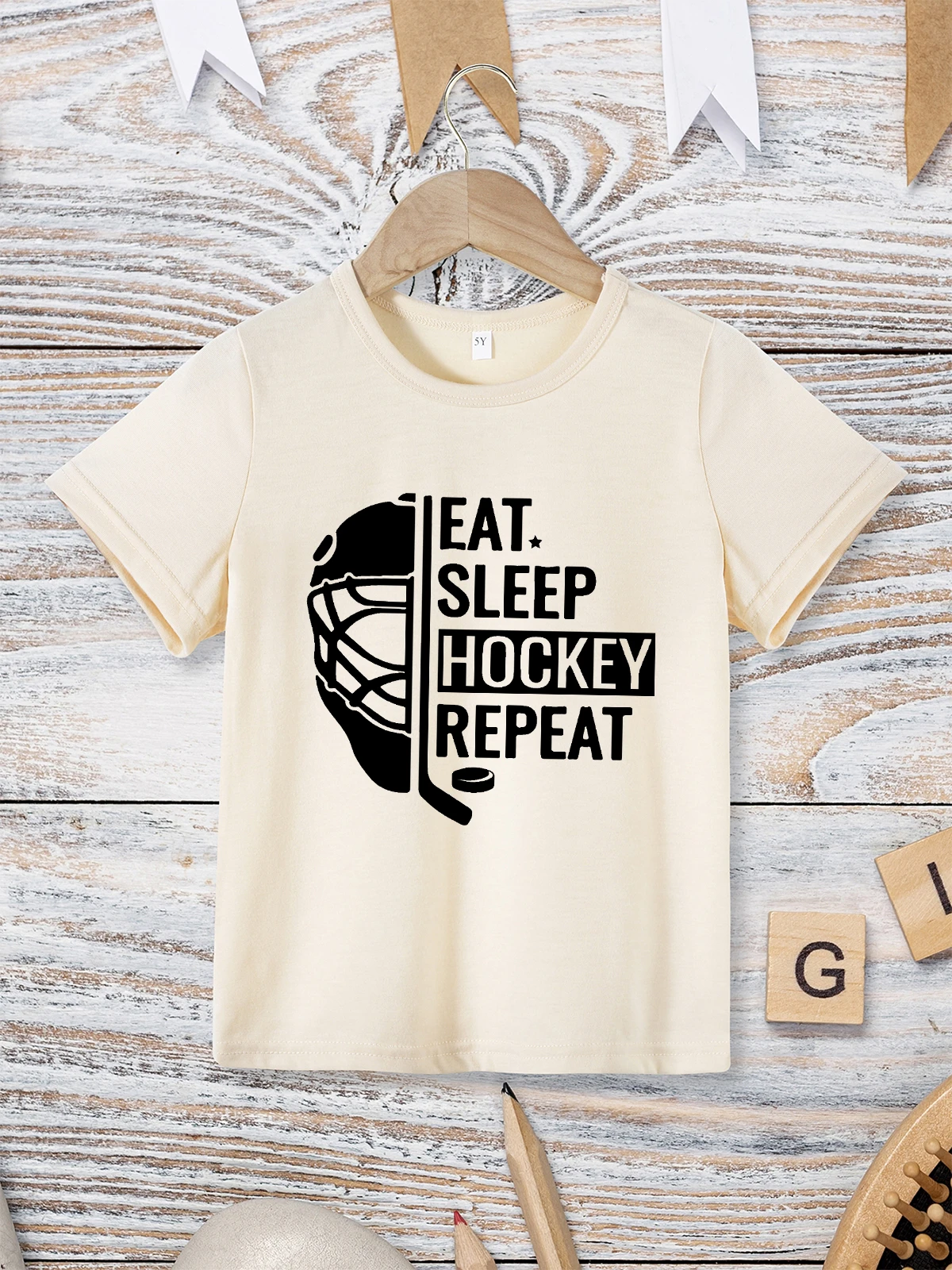 Hockey Lover Boy T-shirt Hipster Cool Urban Streetwear Summer Casual Kids Shirt Short Sleeve Black Tops 3 to 7 Year Children