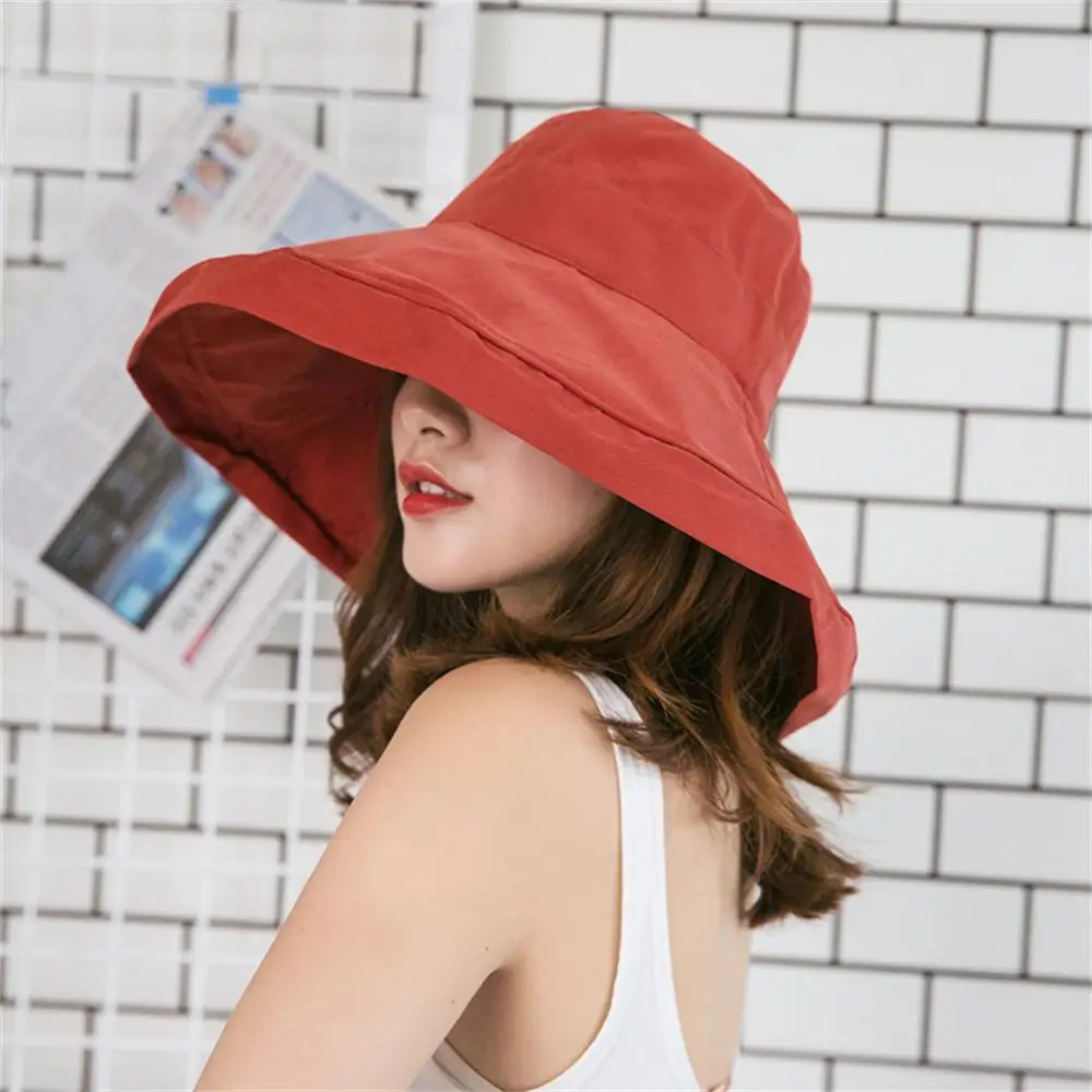 Women Large-brimmed Sun Hat Fashion Peach Skin Velvet Fisherman Hat Outdoor Beach Hat Bucket Hat Summer Sunscreen Sun Visor Cap