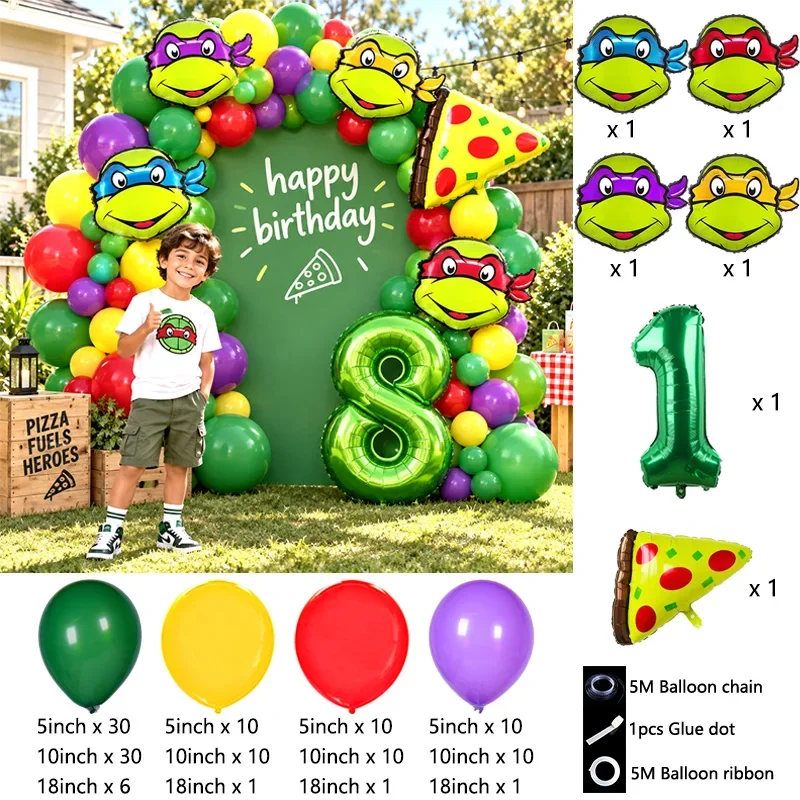 Ninja Turtles Themed Party Balloon Pack Colorful Foil Latex Globos Birthday Party Photography Props Decor Supplies For Boys