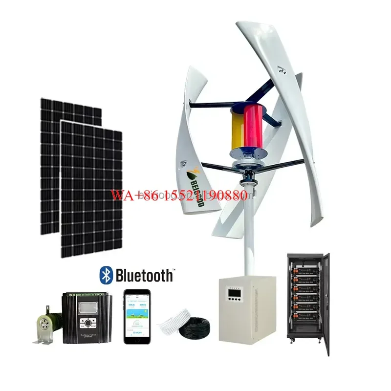 WMWMNU 5KW 10KW Wind Turbine Generator and Solar Panels Hybrid Power System for Home Farm Use