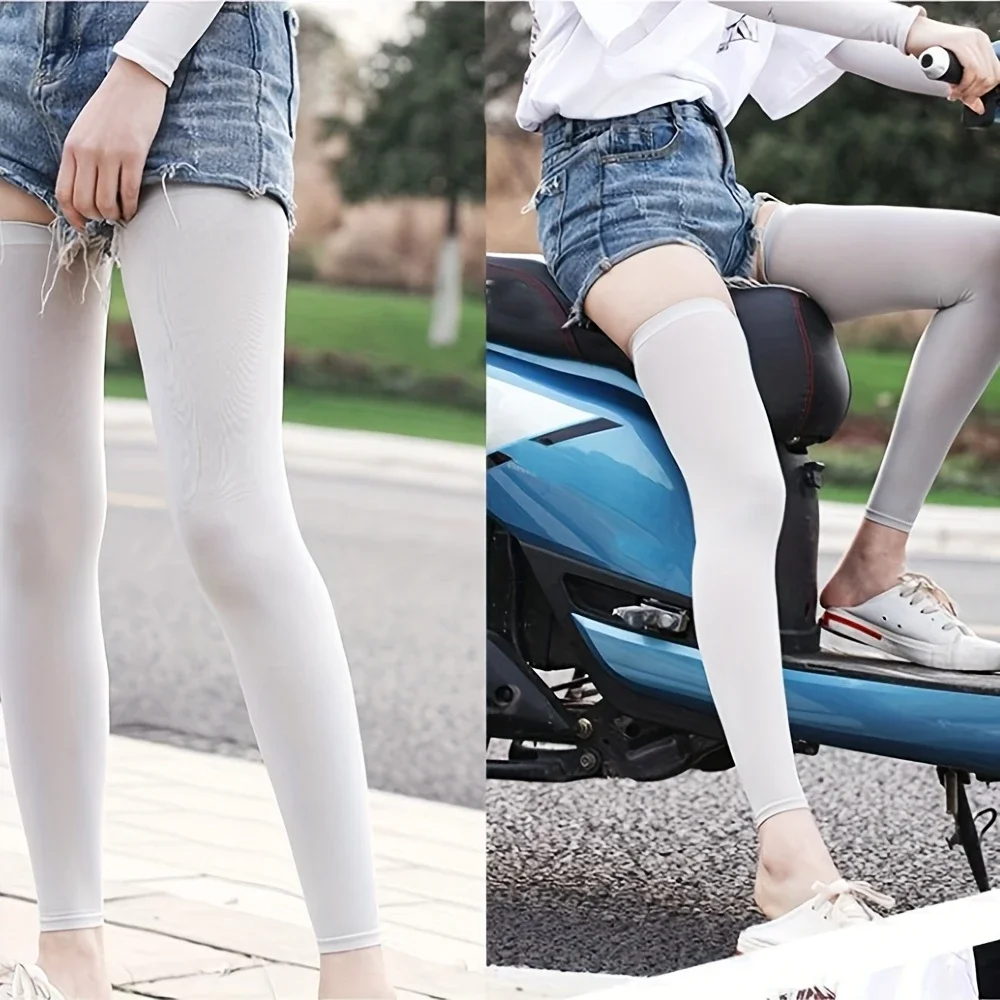 WEST BIKING Summer Cycling Running Legs Sleeve Ice Silk UV Protection Compression Non-Slip Leg Warmer Cooling Sport Gear image 3