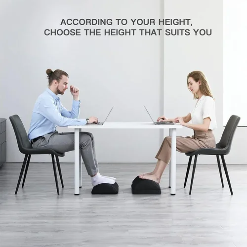 Imagen 2 del producto Reposapiés para debajo del escritorio en el trabajo, cómodo taburete para pies con 2 alturas ajustables para oficina, hogar, coche