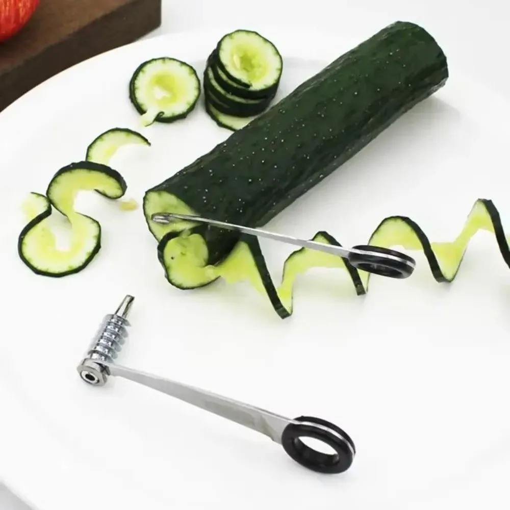 

Stainless Steel Vegetable Spiral Cutting Machine Multifunctional Portable Cucumber Spiral Slicer 360 Degrees Rotary Manual