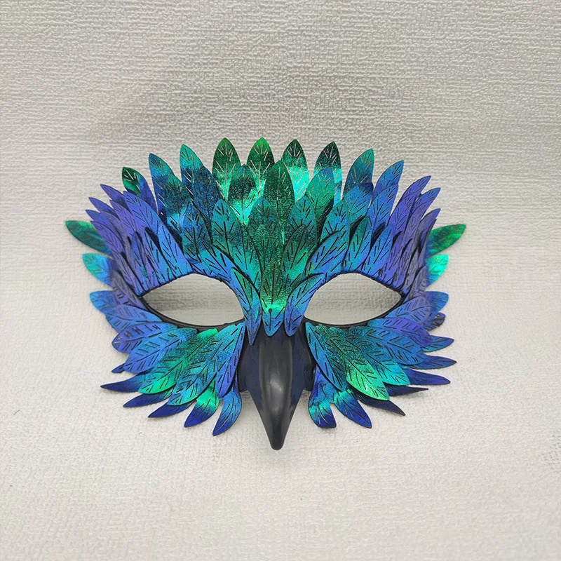 Halloween Exquisite Bird Beak Mask Masquerade Colorful Mask Carnival Black Half-Face Owl Feather Mask Animal Masks