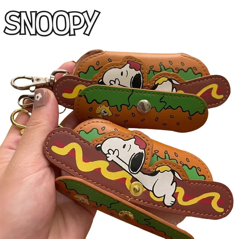 Snoopy Key Box Cute Pull Out Key Wallet Case Portable PU Leather Key Case Pocket Keys Holder for Keys Leather Keychain Organizer