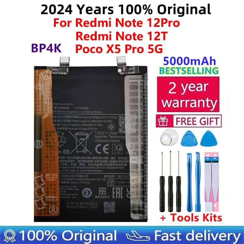 

100% Original High Quality New Replacement 5000mAh Battery BP4K For Xiaomi Redmi Note 12 Pro / Note 12T poco x50 pro Batteries