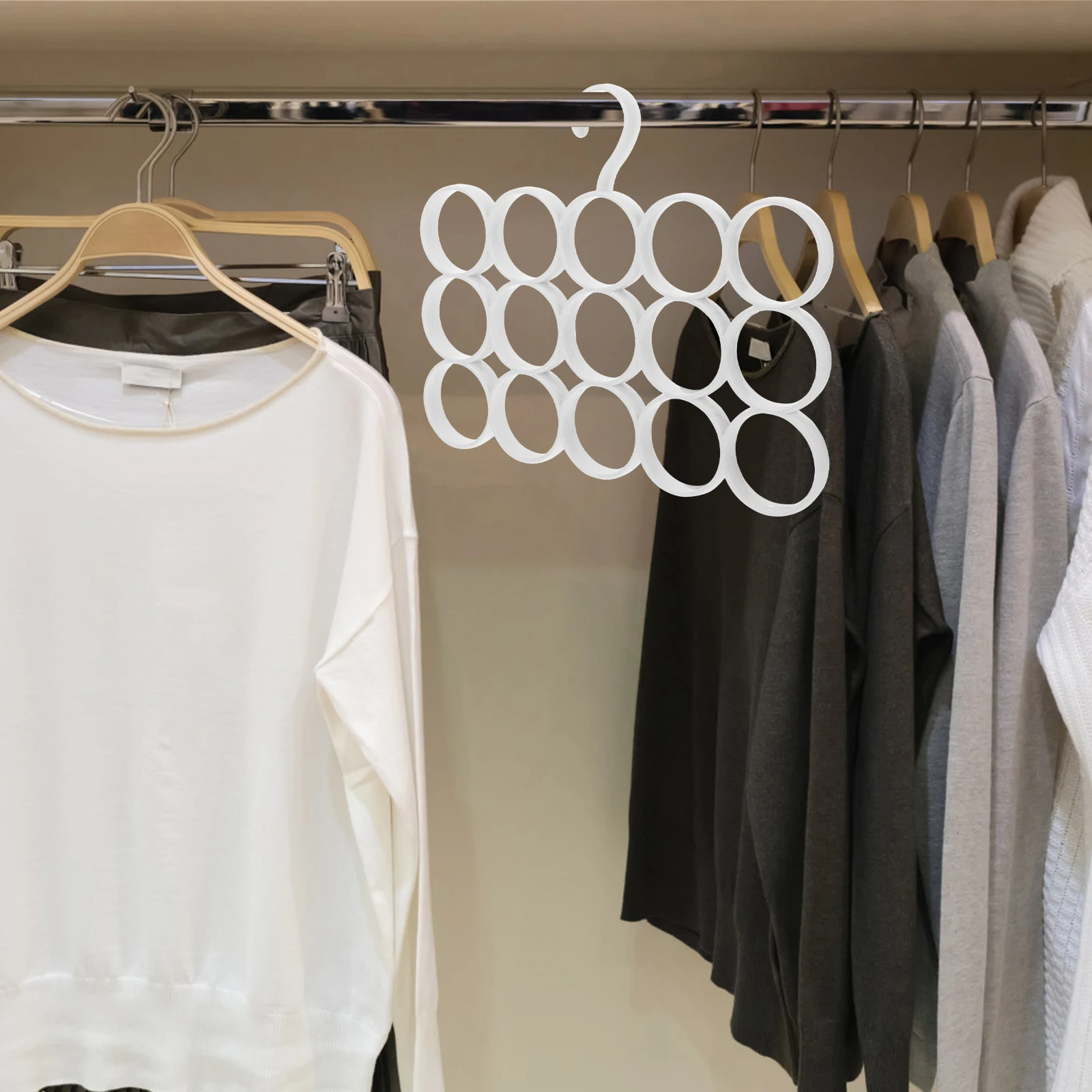 

15 Rings Scarf Tie Hanger Organizer Wardrobe Storage Rack Shawl Holder High Quality Closet Space Saver