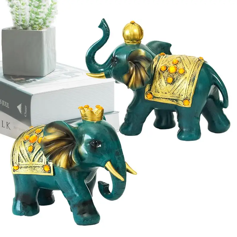 

Wealth Elephant Statue 1 Pair Resin Elephant Desk Ornament Elephant Decorations For Living Room Auspicious Meaning Statue