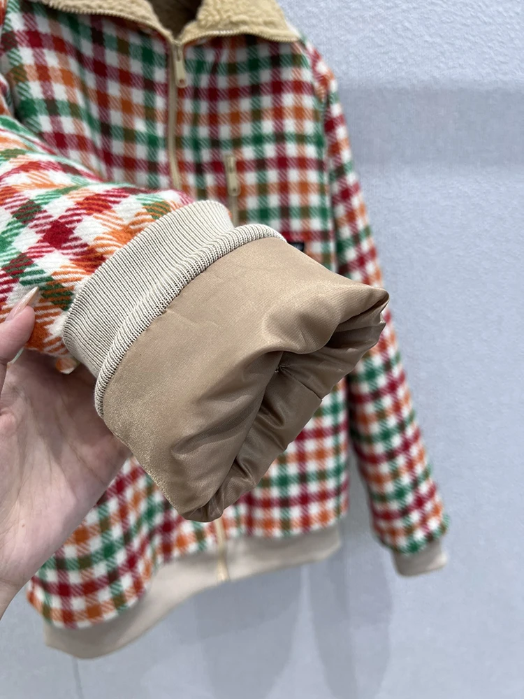 Frühlings- und Herbstmode lässige Baumwolljacke, Damen-Revers-Retro-Baumwolljacke mit lockerem Reißverschluss