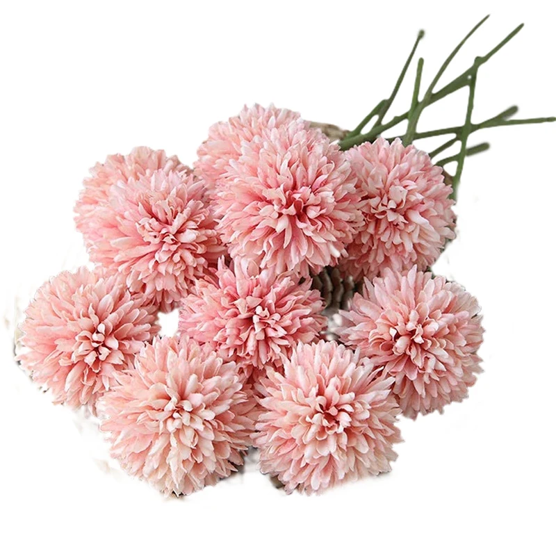 Chrysanthemum Ball Flowers Bouquet 10Pcs Present for Important People Glorious Moral(Pink)