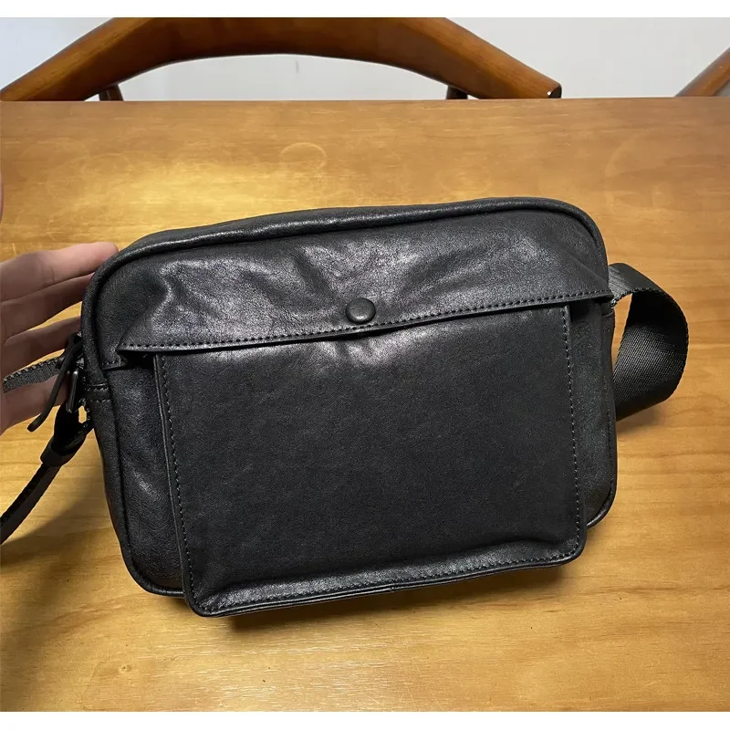 Soft top vegetable tanned cowhide men's genuine leather messenger bag