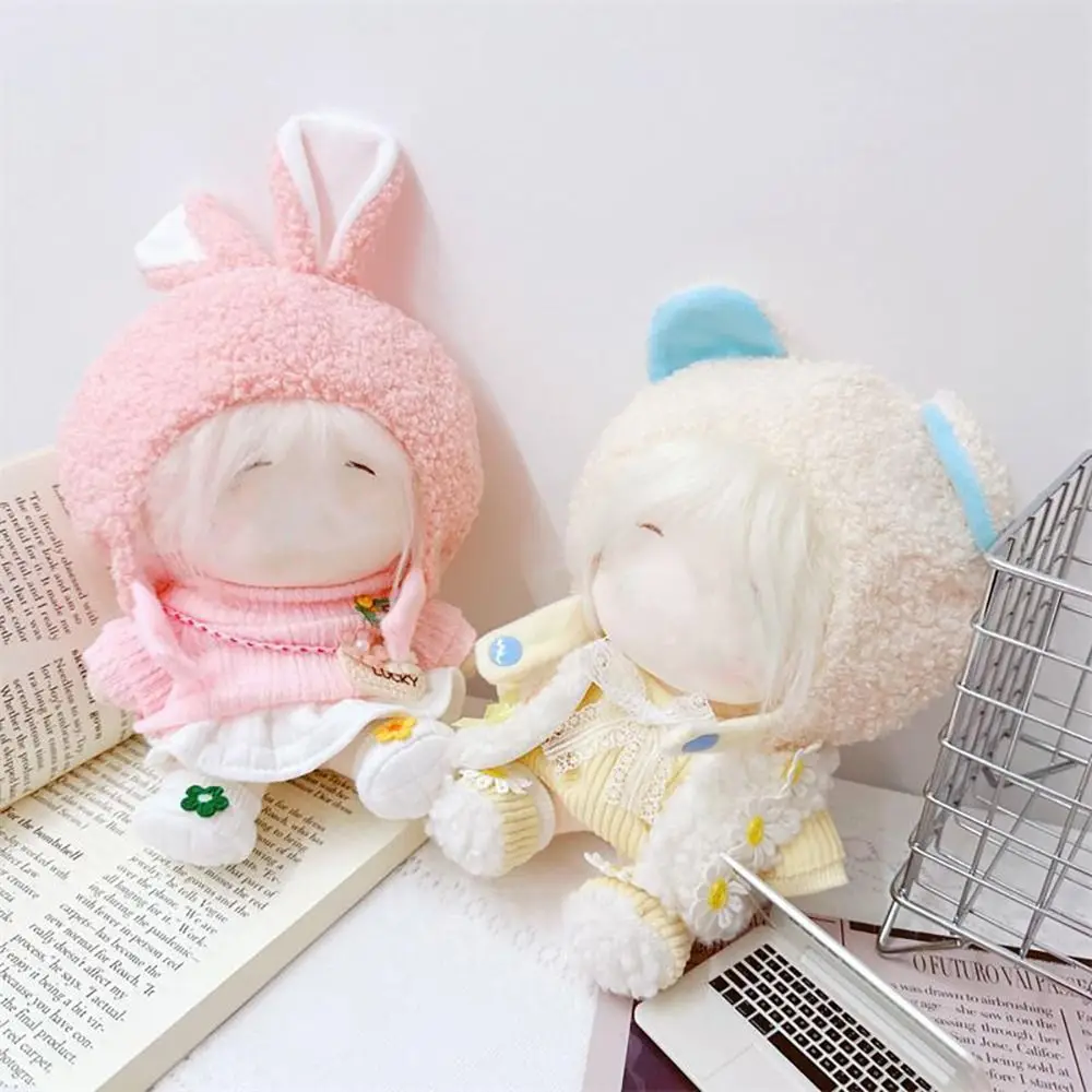 20CM Doll Headgear Deer Cat Bread Rabbit Bear Dinosaur Cartoon Animal Ear Cap Cos Outfit Change Dressing Game Cute Plush Hat
