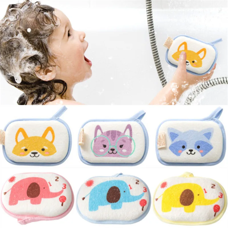 Cute Cartoon Baby Brushes Super Soft Sponge Brushes for Kids Children Newborns Baby Cleaning Towel Brush Bath Shower Products