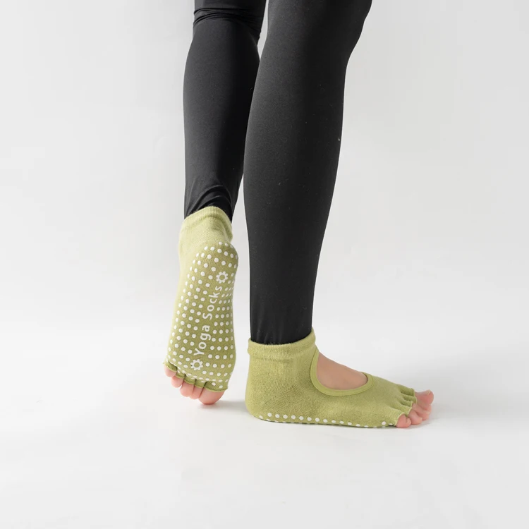 Frauen rücken freie Fünf-Zehen-Yoga-Socken rutsch feste Baumwolle Damen tanzen Balletts ocken öffnen halb atmungsaktive Fitness-Sports ocke für Pilates – Detail 15