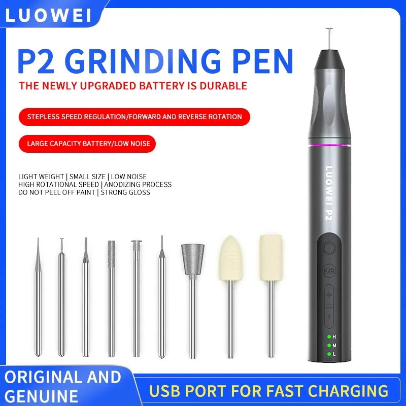 Imagem -06 - Caneta de Polimento Elétrica sem Fio para Celular Reparo Eletrônico Grande Capacidade Gravura Ferramentas de Perfuração Luowei-lw-p2
