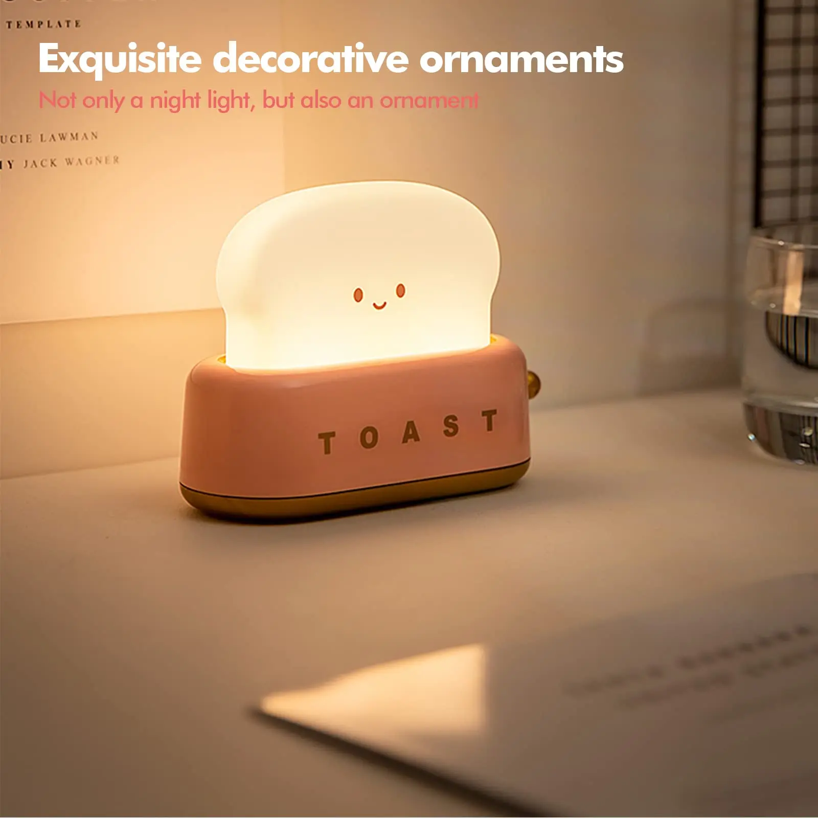 1 Pc Cute Bread Toast Light USB Charging Toaster Nightlight Creative Rechargeable Led Lamp Bedroom For Birthday Gift