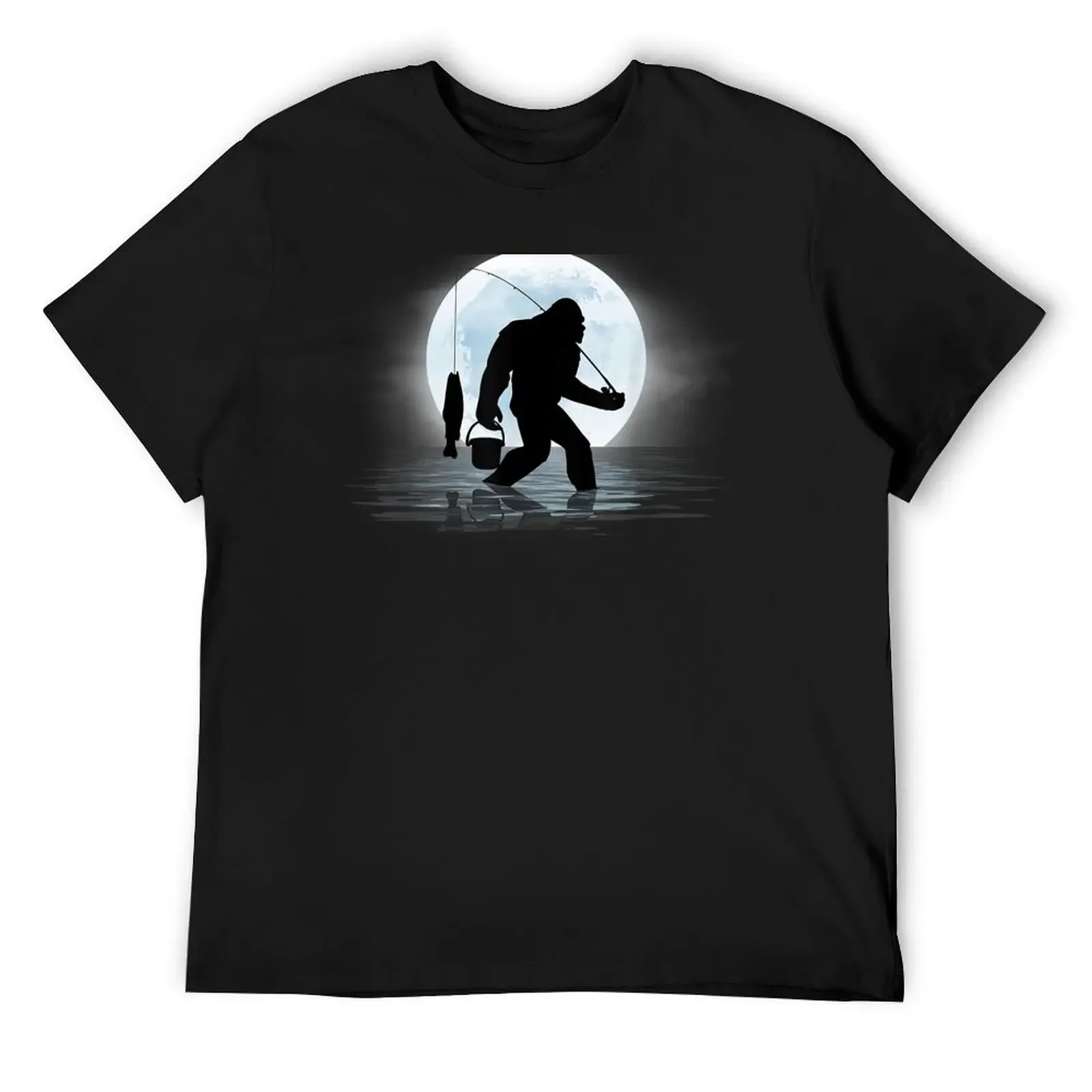 Bigfoot Fishing Funny Sasquatch And Fish Night Fishing T-Shirt sweat summer clothes sublime shirts men graphic