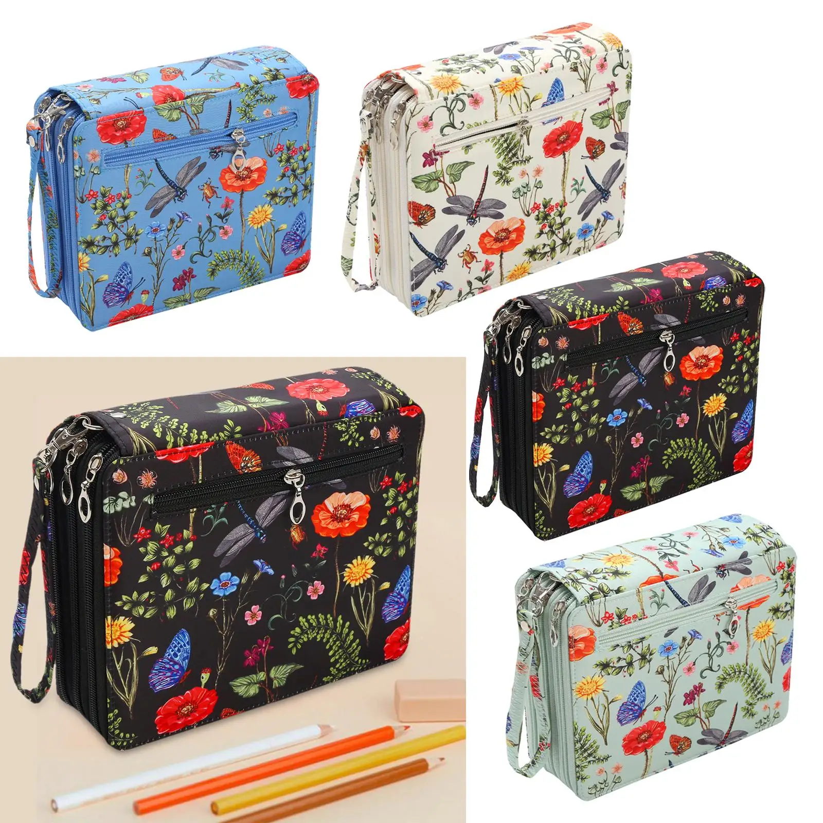 Colored Pencil Case 120 Slot with Handle Strap Pencil Holder Artists