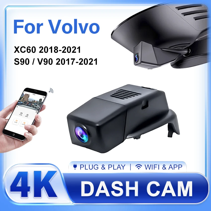 For Volvo S90 V90 XC60 2018-2021 Front and Rear 4K Dash Cam for Car Camera Recorder Dashcam WIFI Car Dvr Recording Devices