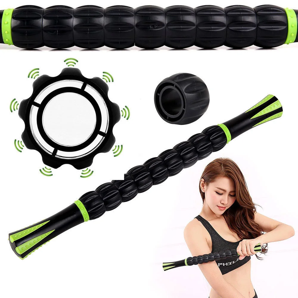 

Upgraded 9 Rollers Muscle Roller Stick Deep Tissue Massage Tool For Legs Back Shoulders Relief Soreness Recovery Gym Fitness