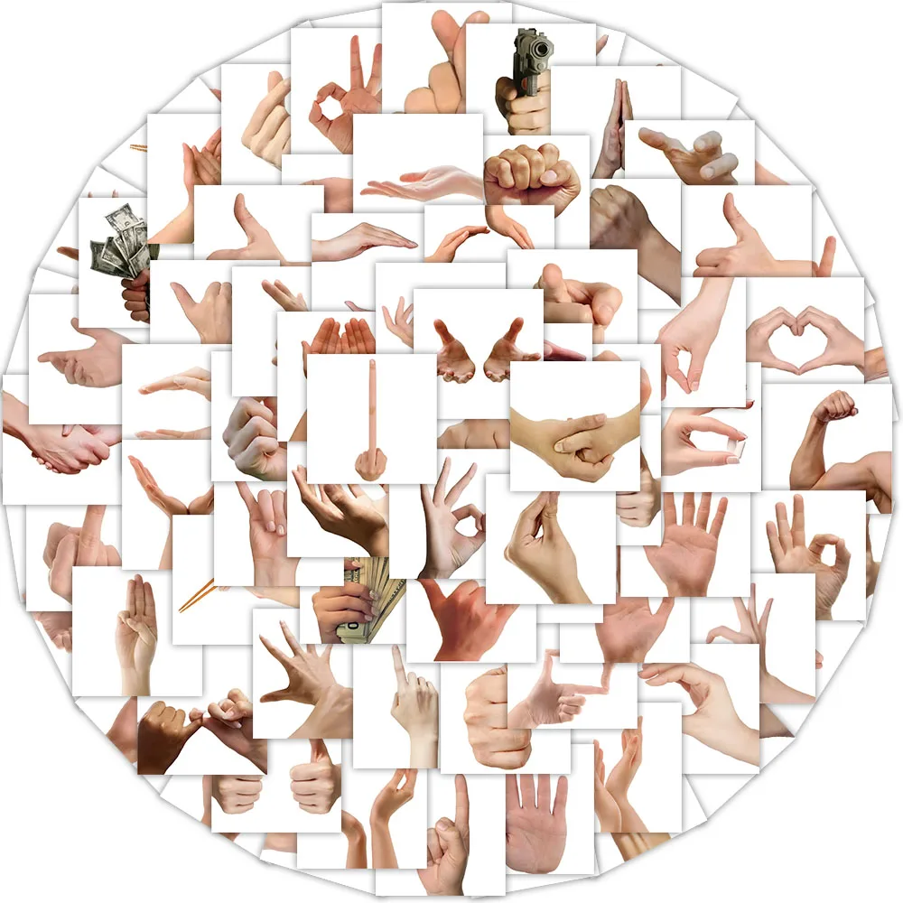 62PCS Gesture Emoji Pack Stickers Decorative Guitar Phone Case DIY Laptop Luggage Tablet Waterproof Stickers Toy