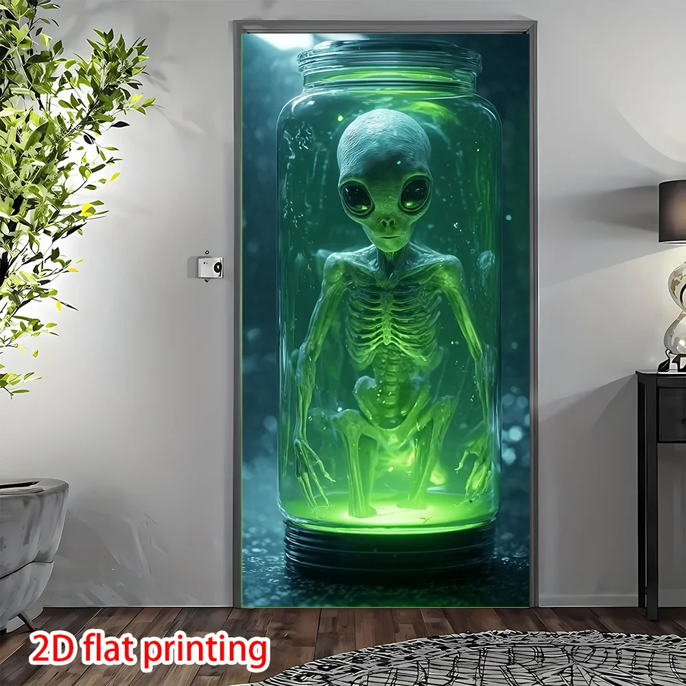 Ein 2D-Banner mit Alien-Motiven bedruckt. Geeignet für Wohnzimmer, Schlafzimmer und Aktivitäten im Innen- und Außenbereich. – Detail 2