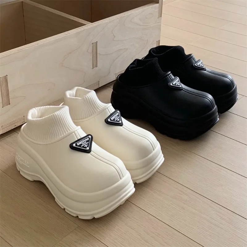 Tide cool sports snow boots thick bottom heightening warm women winter fashion outside wear padded even socks short boots