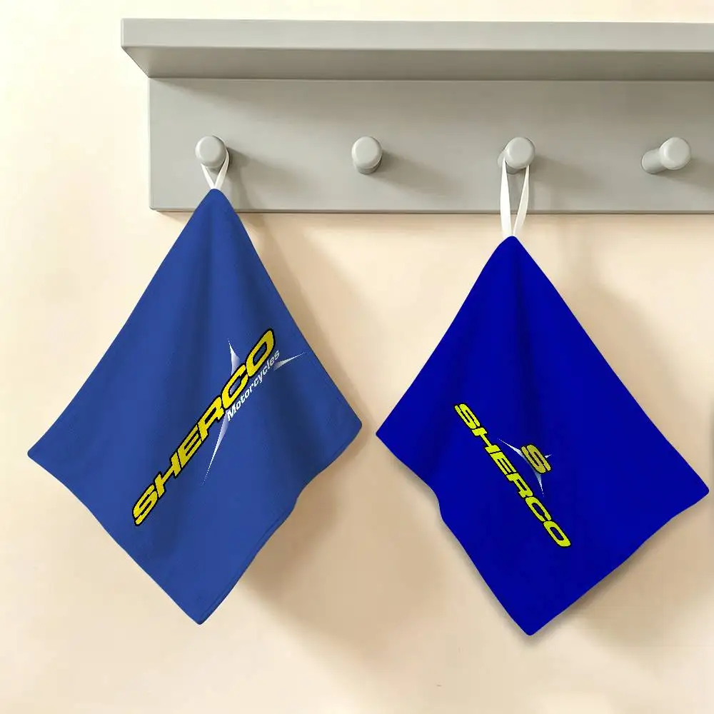 S-Sherco LOGO Polyester Cotton Hand Wiping Towel, Hanging Design, Durable for Household Restaurant Toilet Use