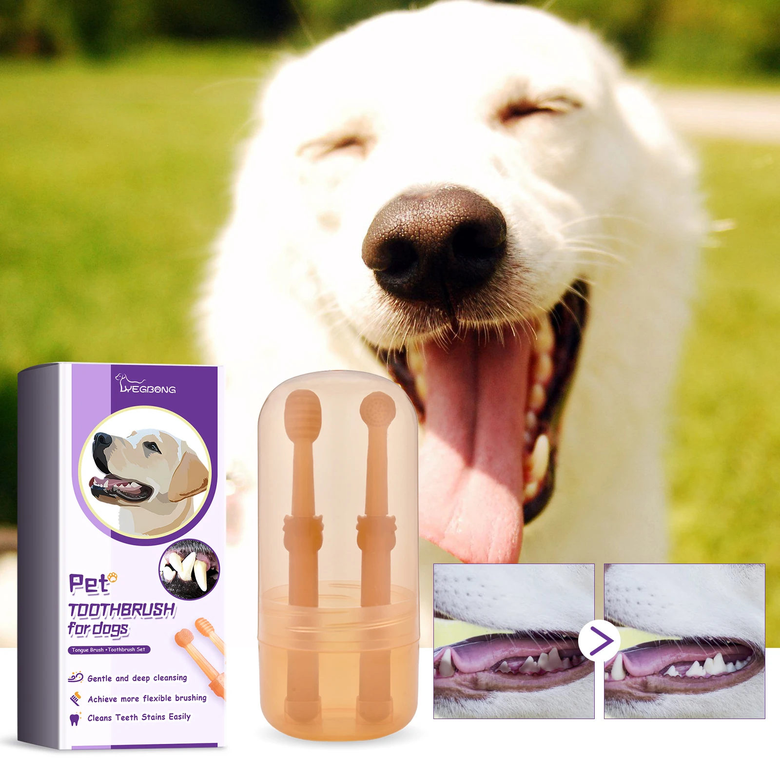 

Pet Accessories Dog Teeth Care Pet Toothbrush for Cleaning Bad Breath Scaling Stain Care Gum Care