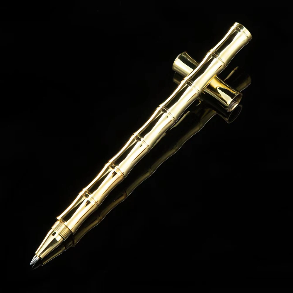 Luxury Brass Ballpoint Pen Bamboo Body Signature Rollerball Pen Decompress School Students Office Metal Stationery Gifts