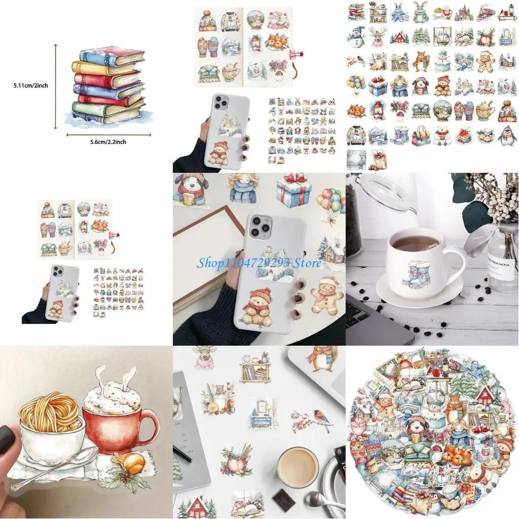 Y2GD 50Pcs Christmas Sticker Bundle for Tablets Laptops Safe Peelable PVC Designs