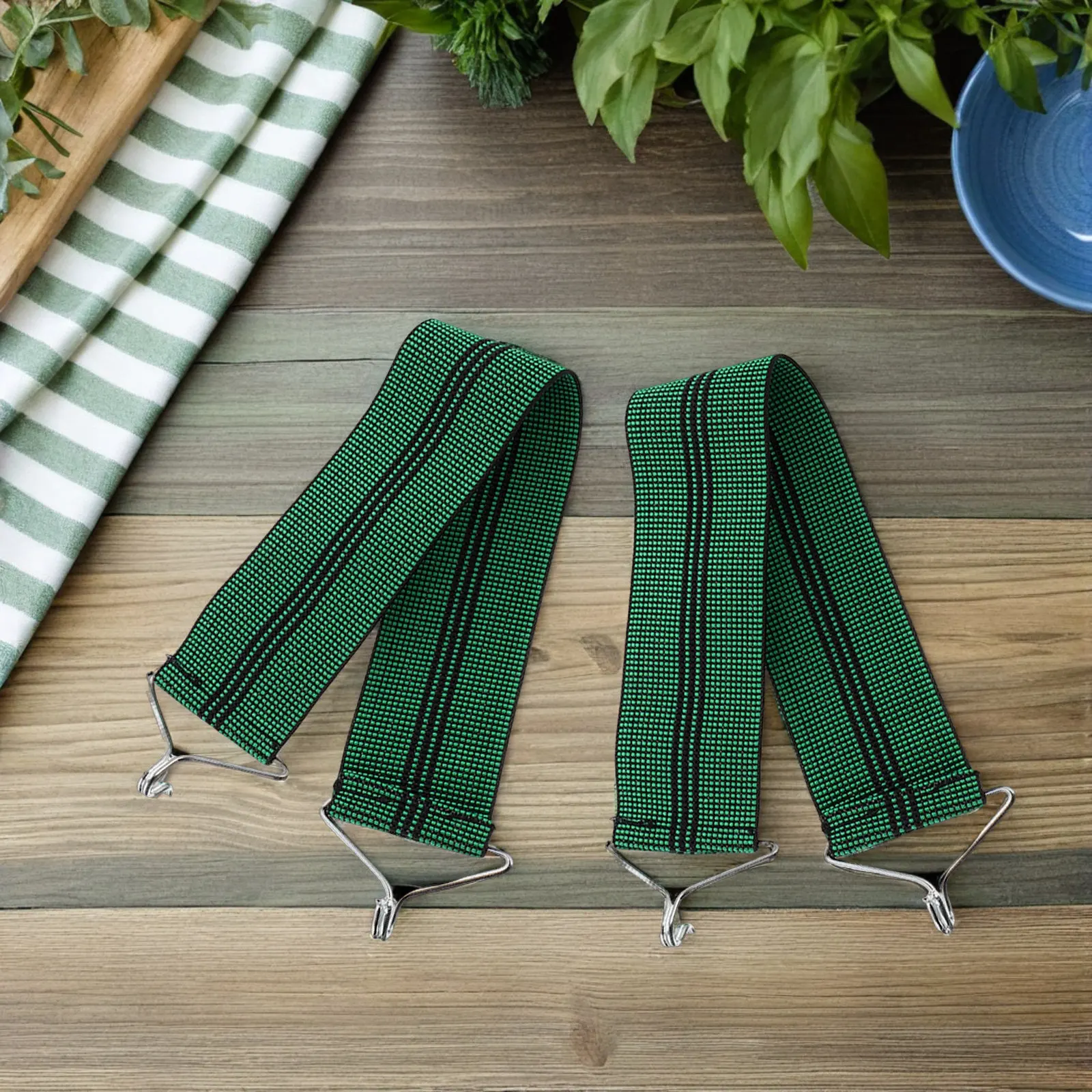 10Pcs Folding Chair Repair Accessories Nylon Elastic Webbing Strap with Sturdy Metal Hooks Universal Replacement for Lounge