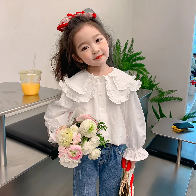 

Girls Baby's Kids Blouse Coat Jacket Outwear 2024 White Spring Autumn Shirts Cotton Outwear Outdoor Toddler Children's Clothing